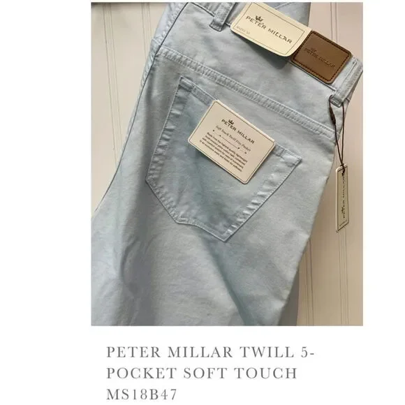 Peter Millar Twill 5-Pocket Soft Touch Ms18B47 Size 38 Pink/Coral - Picture 8 of 8